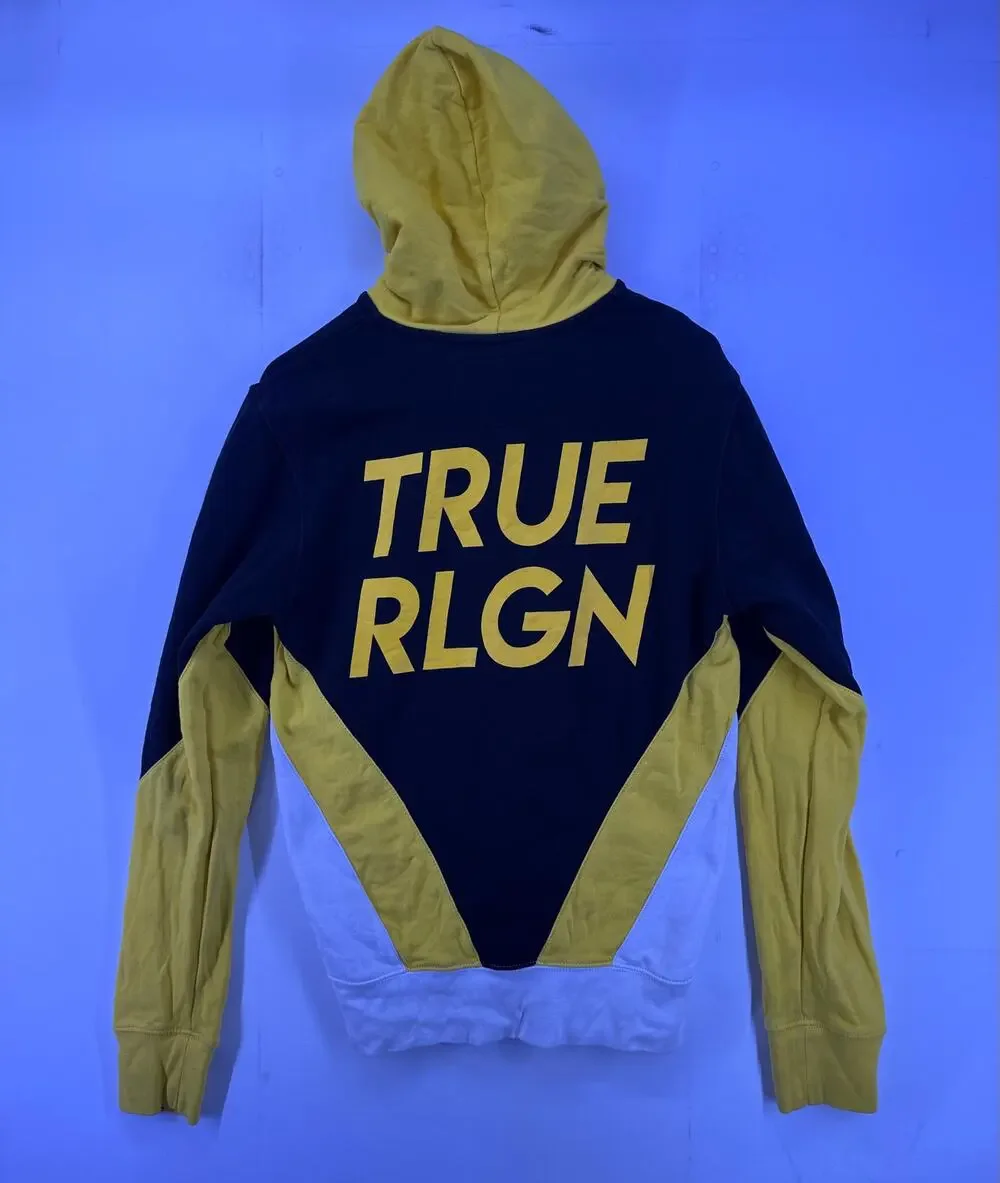 True Religion Black and Yellow Zip Up Hoodie Size Small