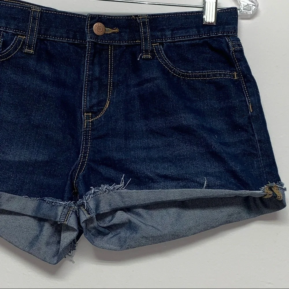 OLD NAVY Girls Size 16 Denim Rough Hem Cuffed Blue Jean Shorts