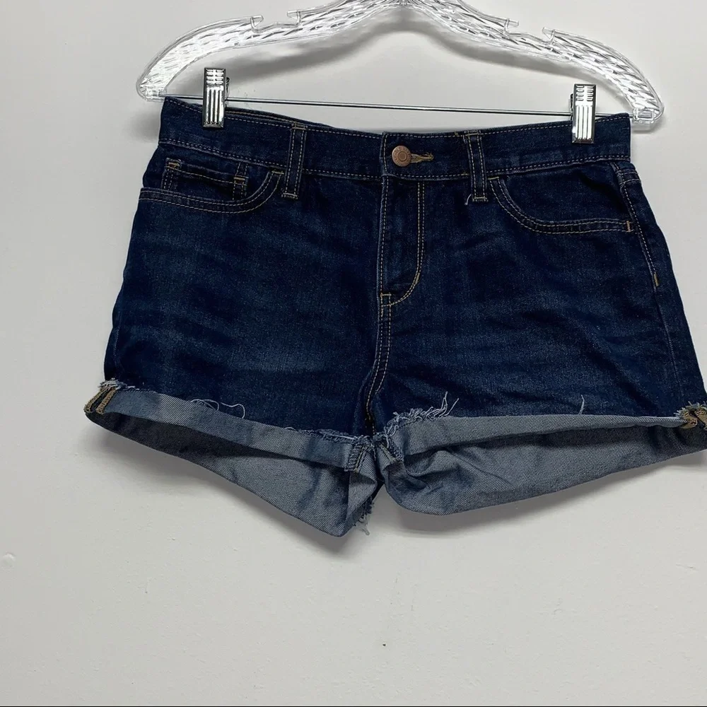 OLD NAVY Girls Size 16 Denim Rough Hem Cuffed Blue Jean Shorts