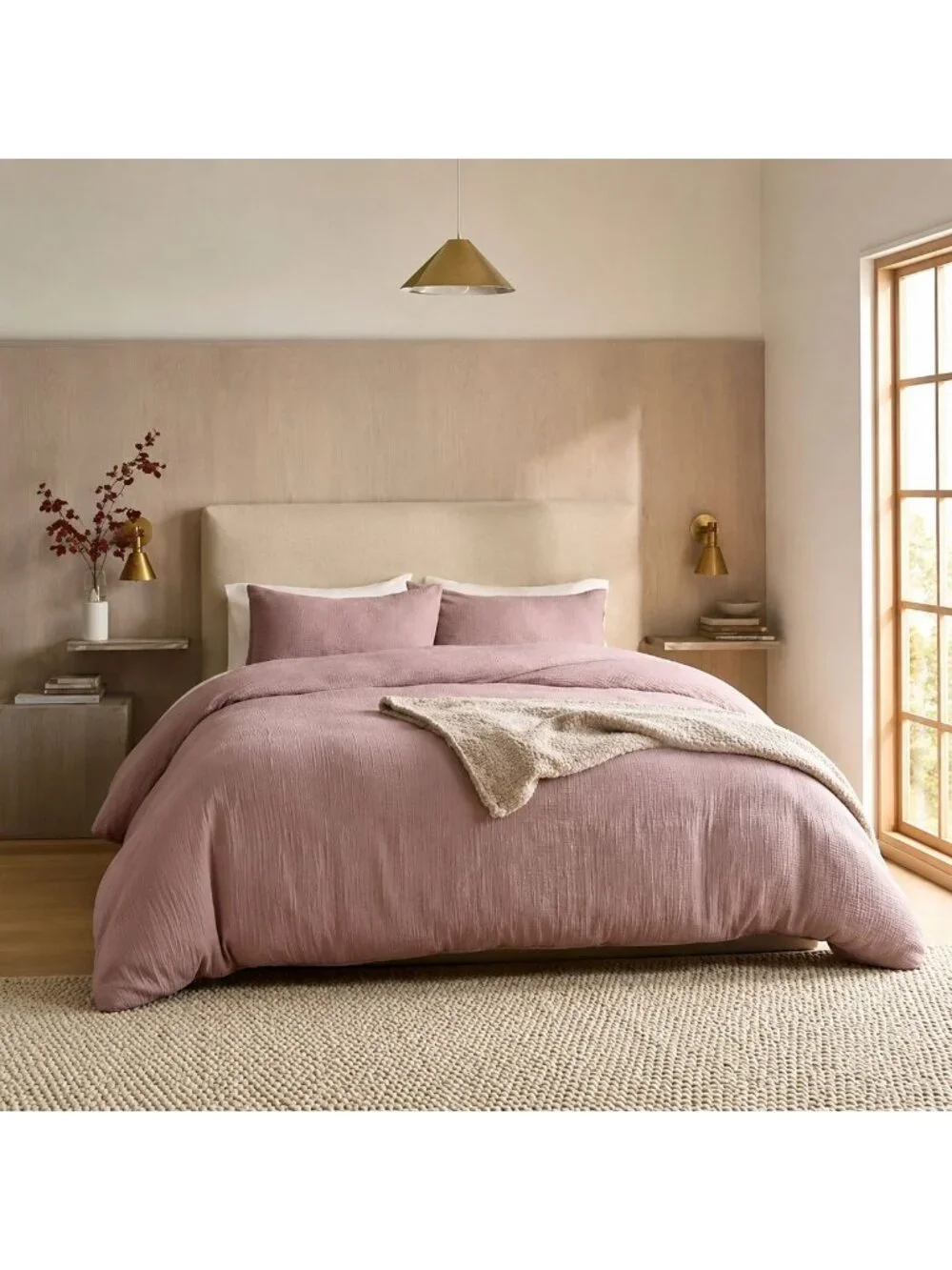 S22 | Quince Organic Airy Gauze Duvet Cover King Cal King Fig NWT