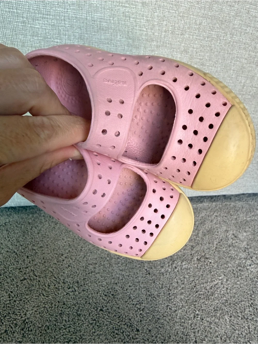 Native Kids Pink Slip-On Water Shoes with Yellow Toe Caps 6C