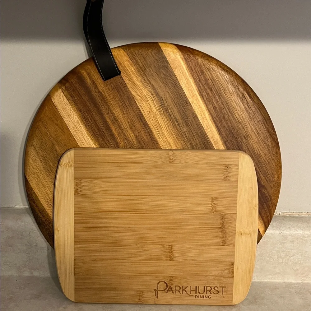 Two boards 1 charcuterie, 1 chopping, NWT Beautiful displayed leaning or stacked