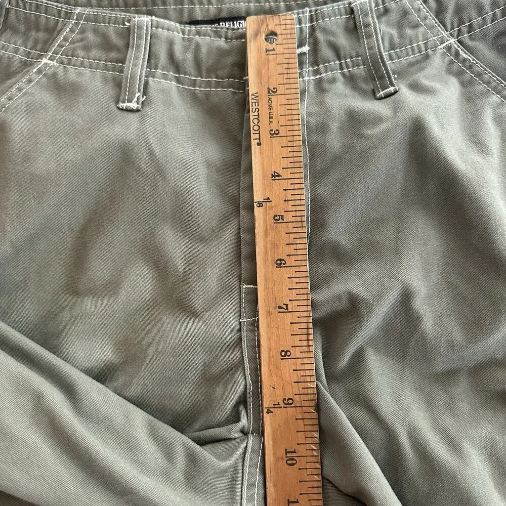 True Religion Green Cargo Pants Mens 30x32 Corpcore Grunge Punk Y2K Style Baggy