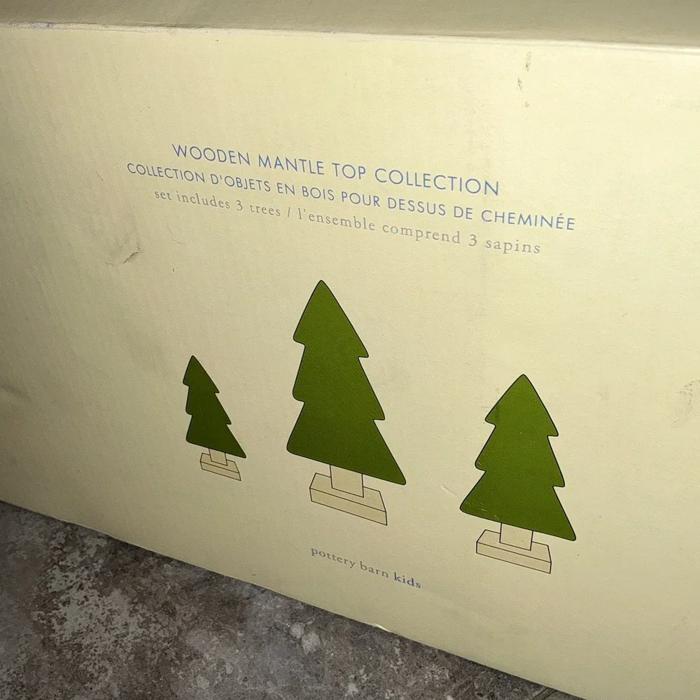 Pottery Barn Kids Christmas Trees Decoration Wooden Mantle Top Collection Scene