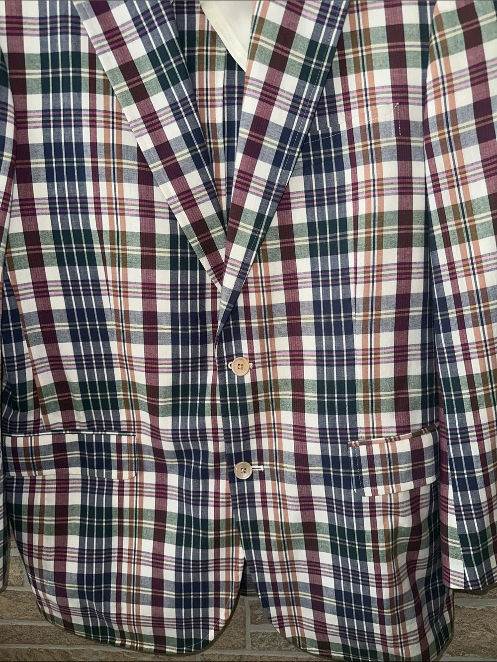 NWOT! Brooks Brothers Blue/Red  Madras Plaid Cotton Sport Coat Men’s 41L Blazer