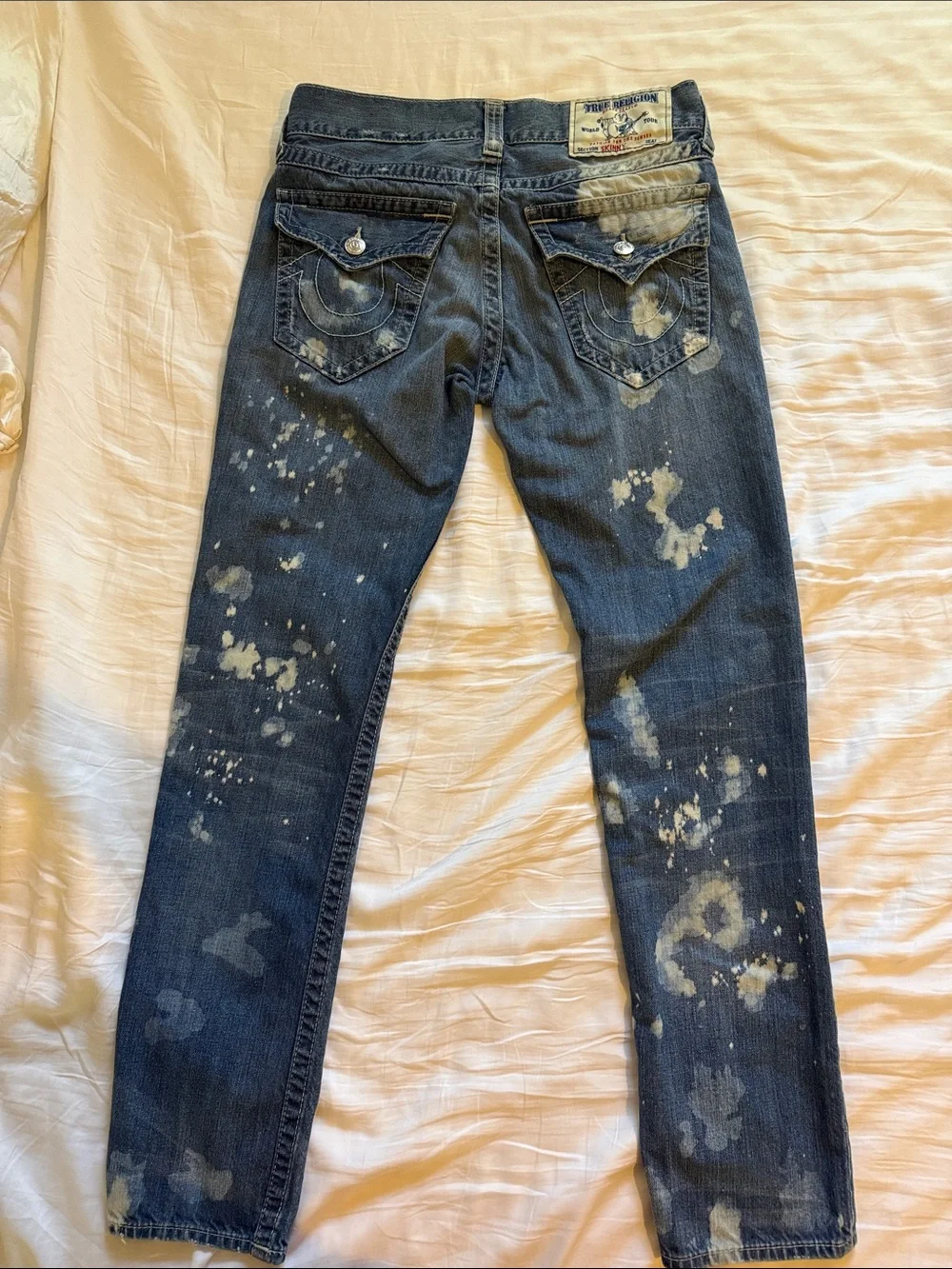 True Religion Men's Distressed Dark Blue Jeans