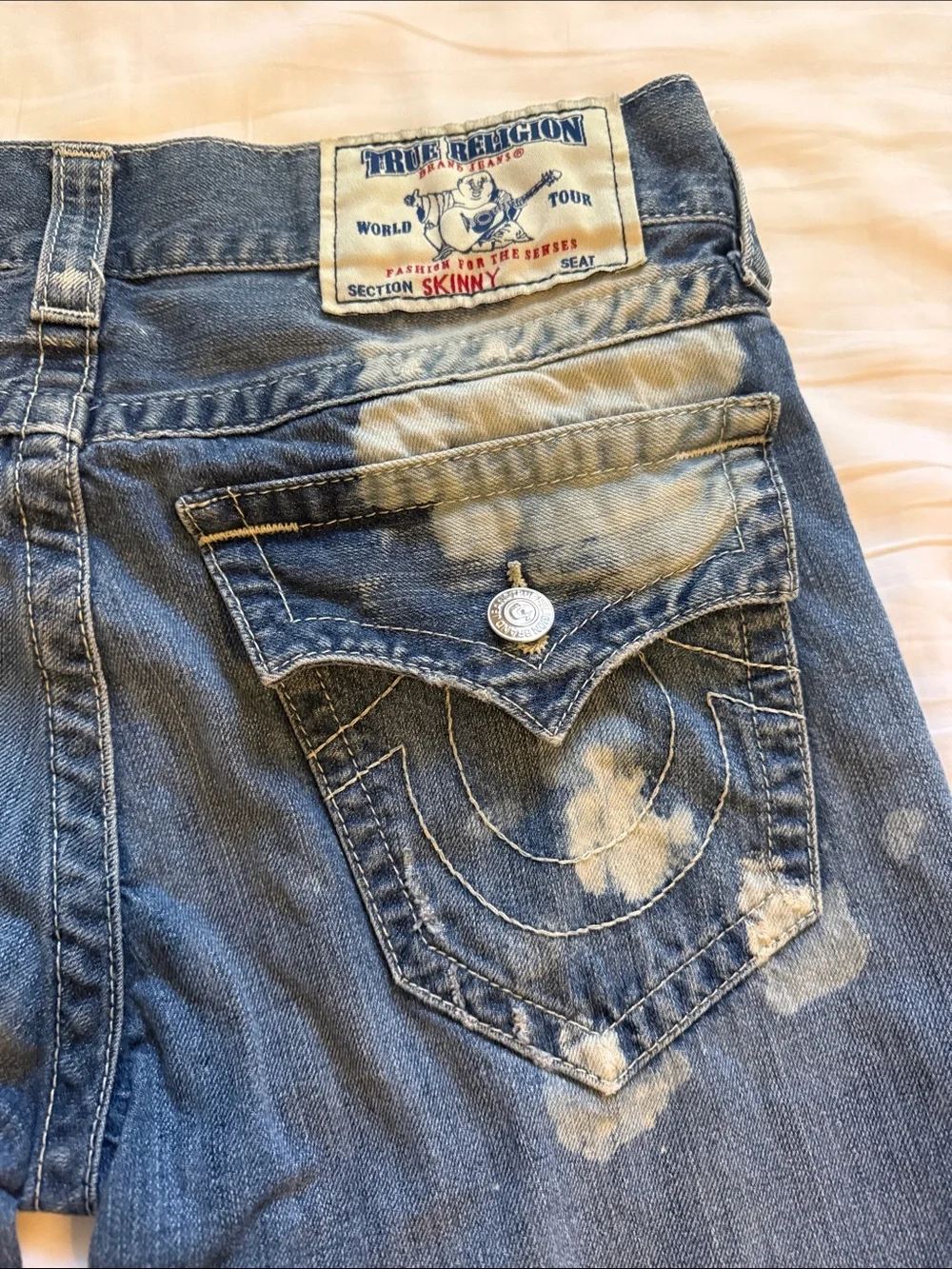 True Religion Men's Distressed Dark Blue Jeans
