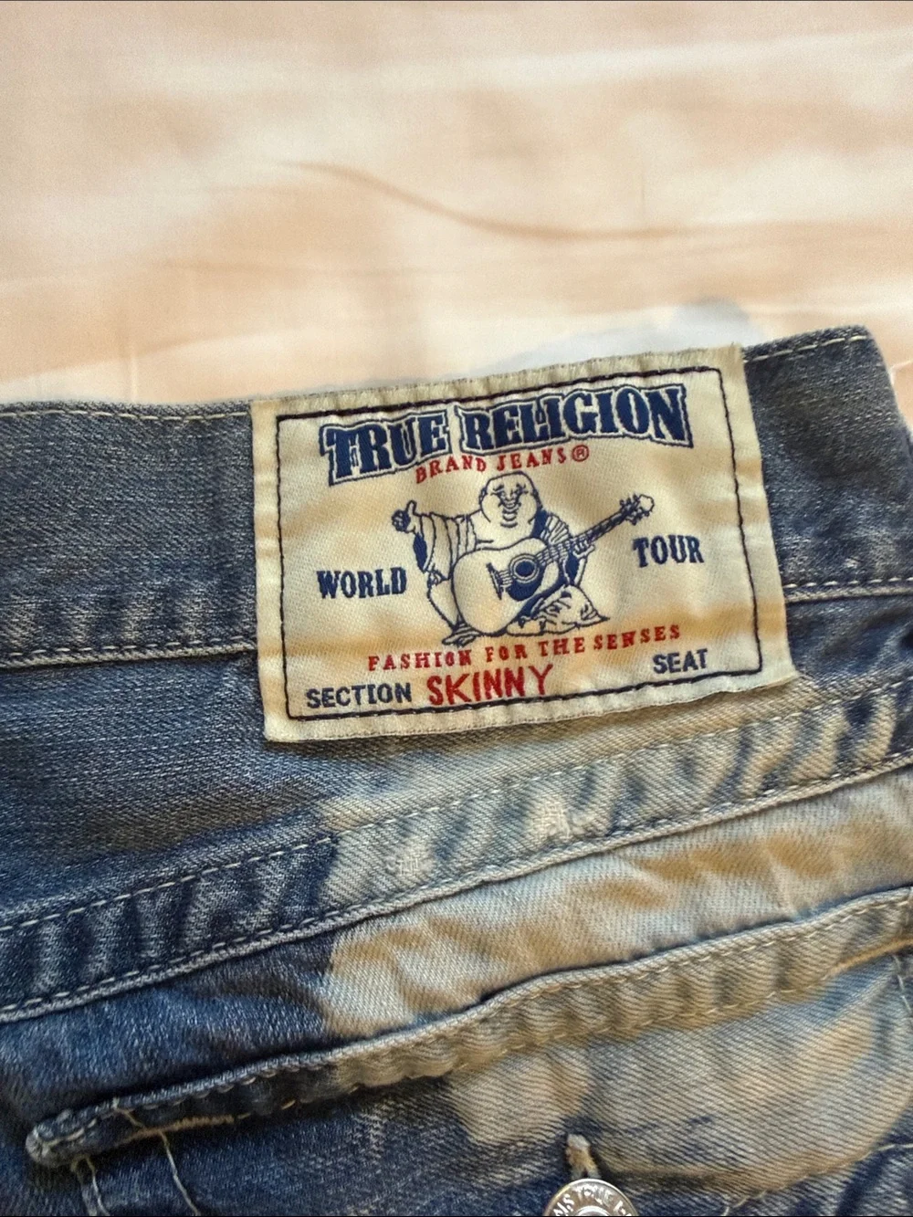 True Religion Men's Distressed Dark Blue Jeans