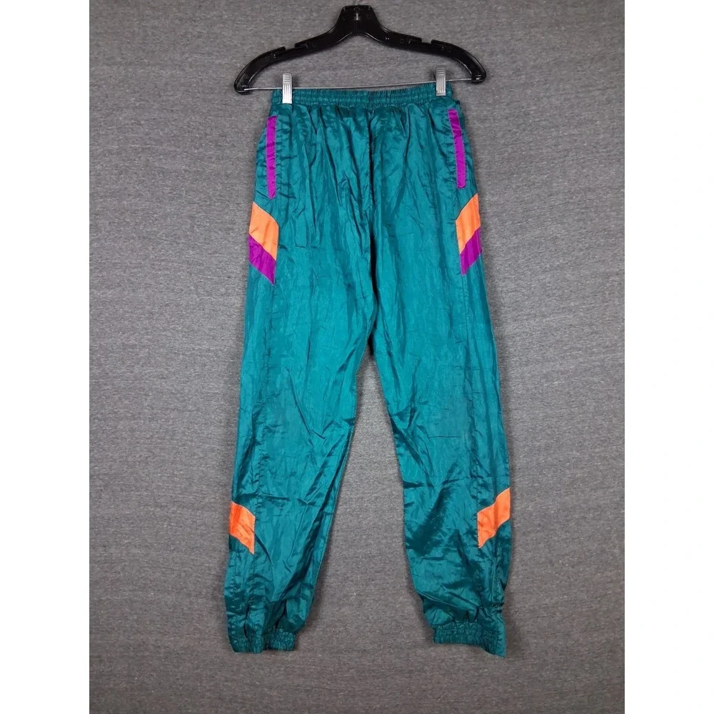 VTG Original Marines Small Green Retro Rave 80s Jogging Track Pants Streetwear
