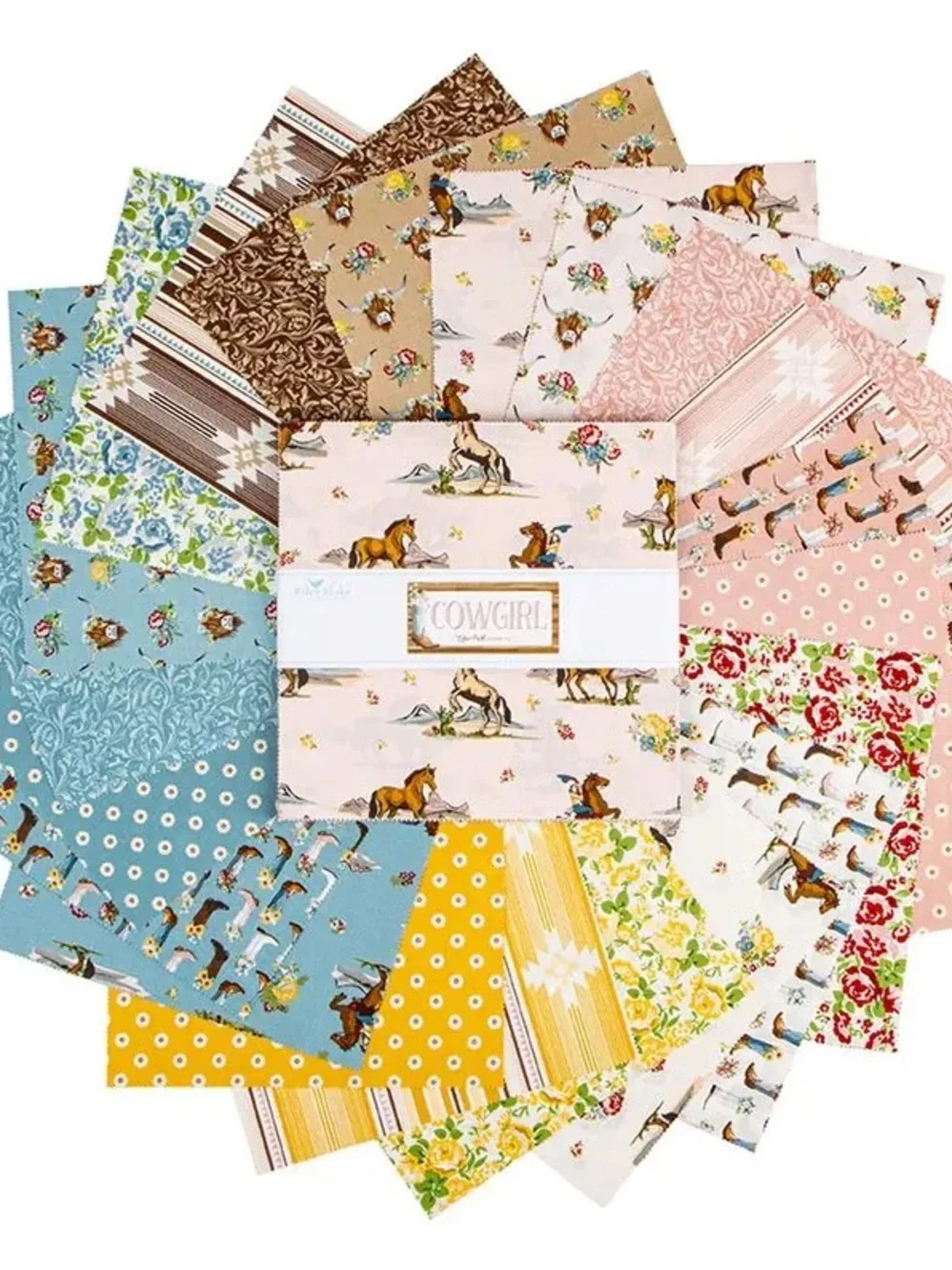 Cowgirl by Riley Blake 5” Charm Pack. Cotton Fabric New