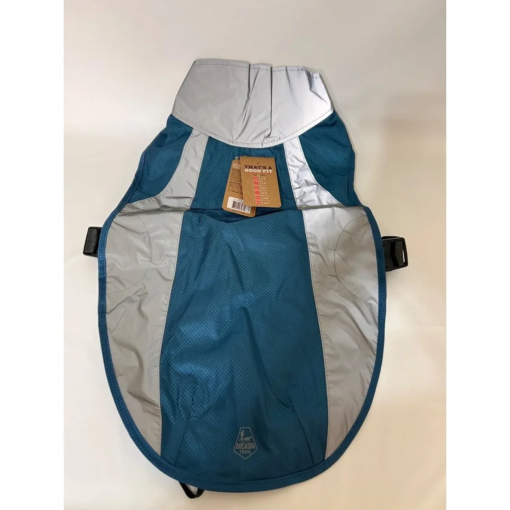 NWT Arcadia Trail XL Dog Reflective Raincoat Adjustable Lightweight Blue