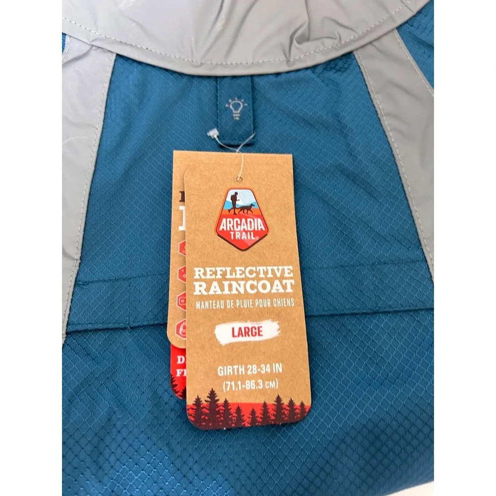 NWT Arcadia Trail XL Dog Reflective Raincoat Adjustable Lightweight Blue