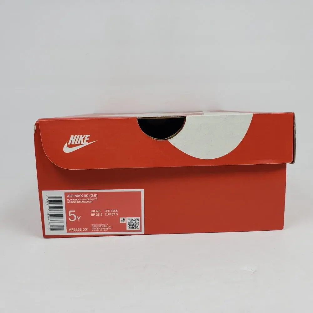 Nike Air Max 90 Youth Size 5Y Womens Sz 6.5 Black Low Sneaker Shoes HF6358-001