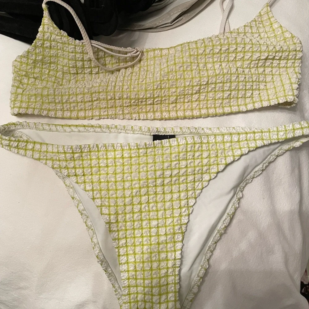 triangl swimwear Lime Gingham Textured Bikini