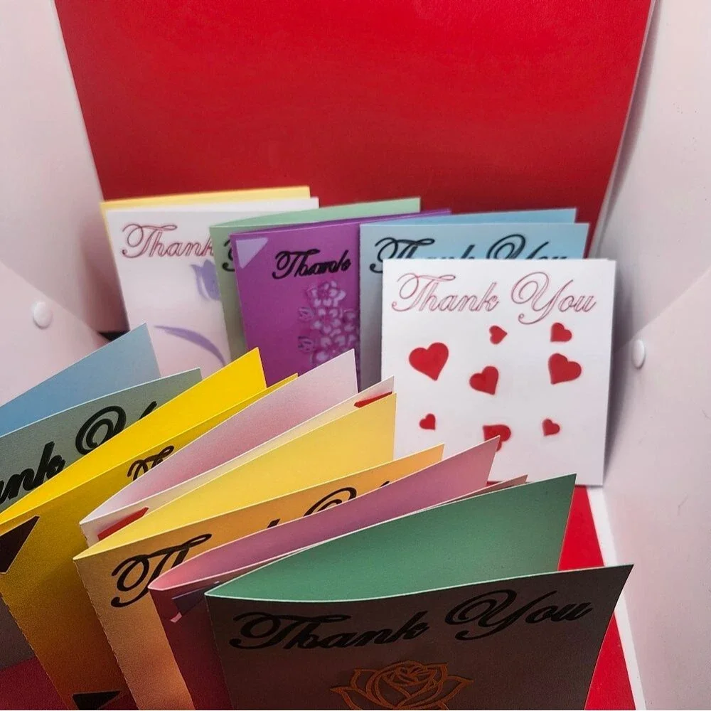 Hand Crafted Colorful Thank You Cards Set of 12