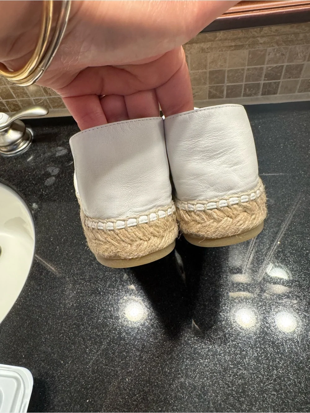 CHANEL White Quilted Espadrilles with Beige Cap Toe and CC Logo