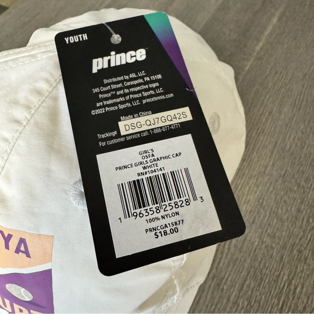Prince Tennis Girls Graphic Cap White See Ya on the Court Adjustable Hat
