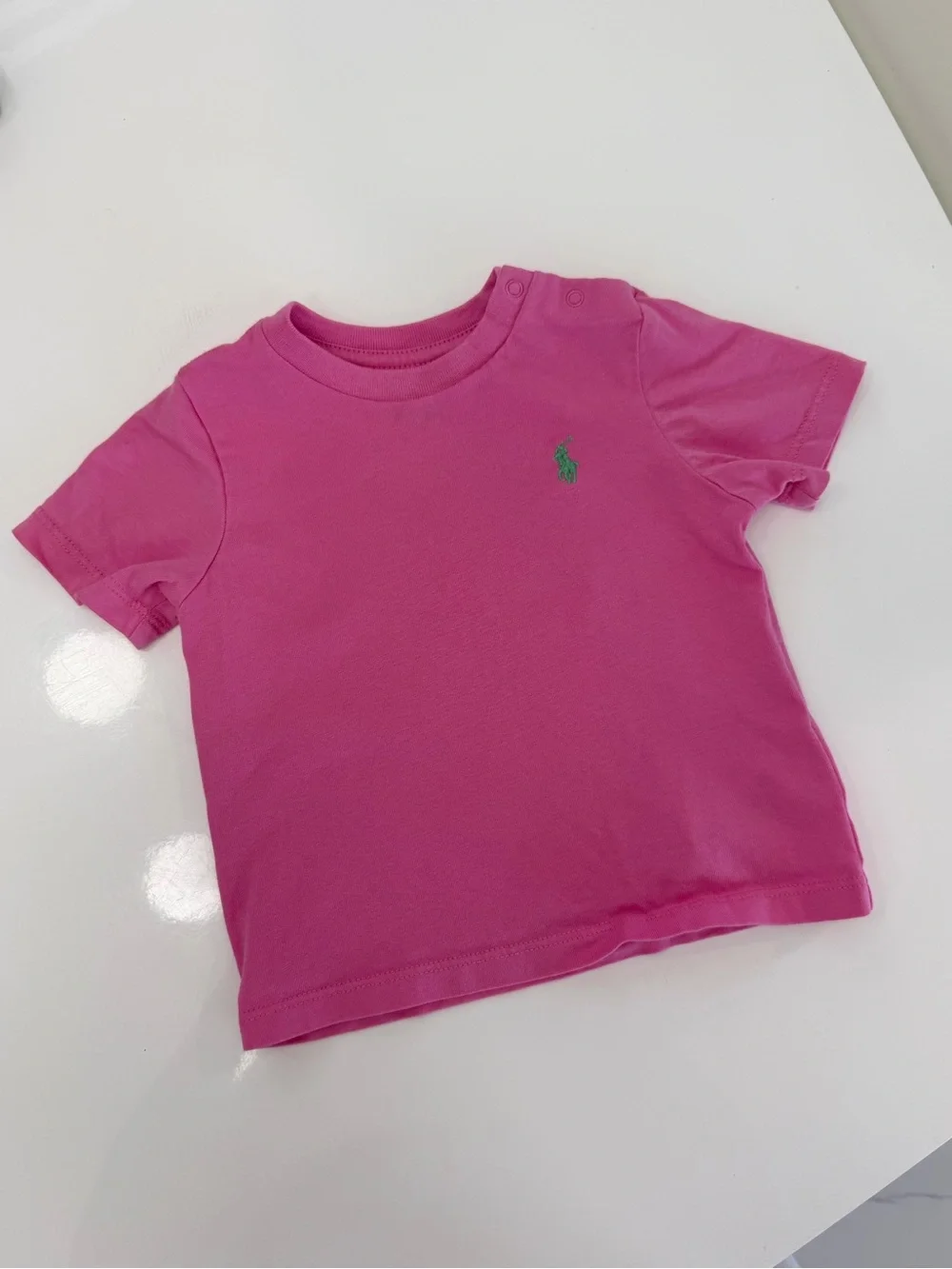 Ralph Lauren Hot Pink Short Sleeve Tee with Green Polo Pony