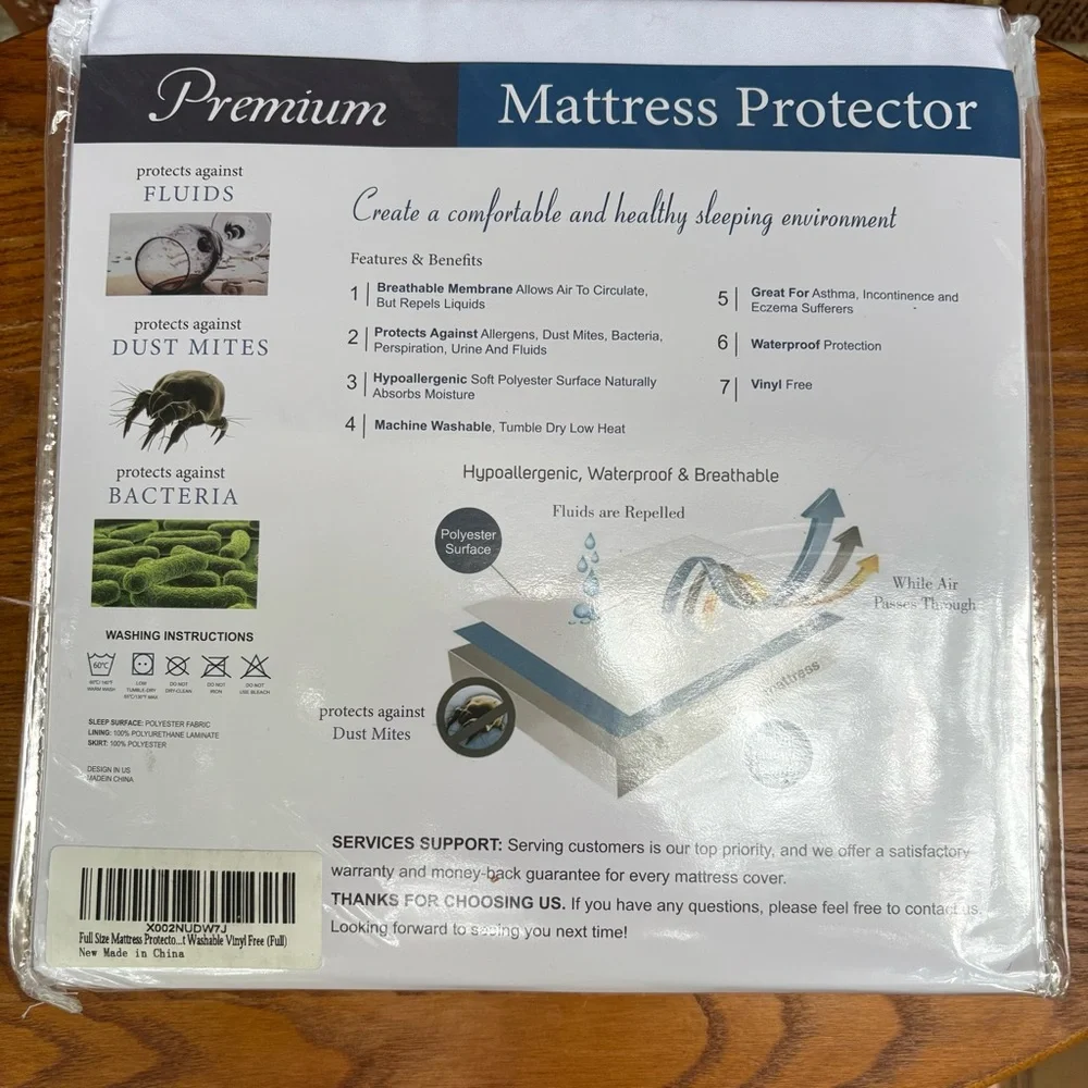 Kayfia NEW Mattress Protector Waterproof Full Size Breathable Washable No Vinyl