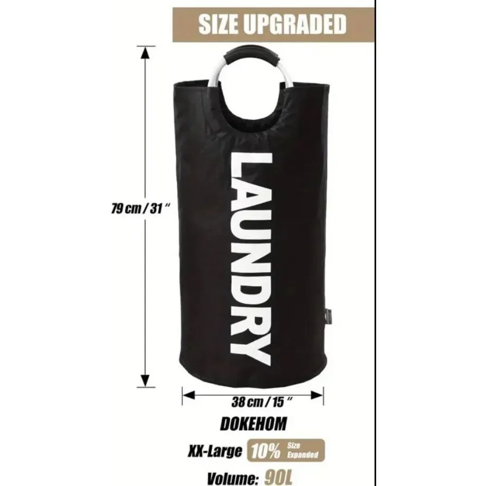 NWT Gorgeous Black 25.1ga Large Collapsible Fabric Laundry Hamper Padded Handles