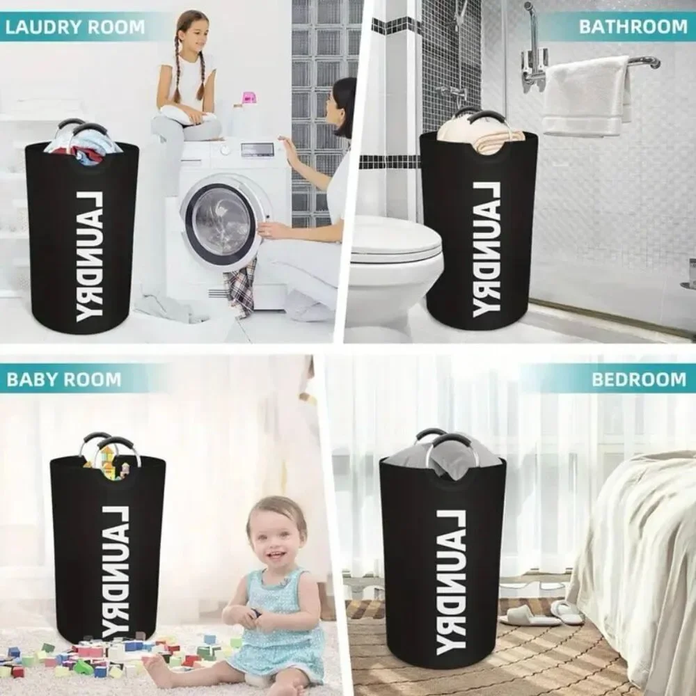 NWT Gorgeous Black 25.1ga Large Collapsible Fabric Laundry Hamper Padded Handles