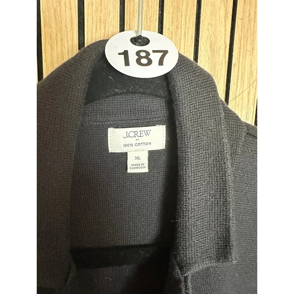 187 J.Crew Womens Black 100% Cotton Knit Blazer Sweater Jacket (XL, EUC)