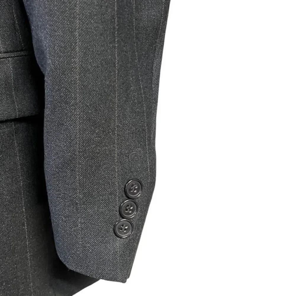 Vintage Rue Royale By Nino Cerruti Men Gray Pinstripe 80s Two Button Suit Jacket