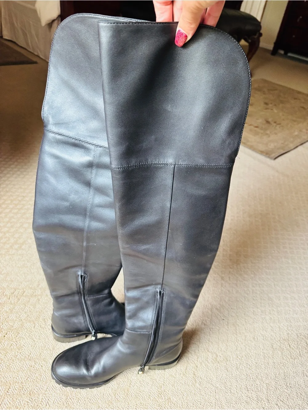 Stuart Weitzman Black Over-the-Knee Leather Boots