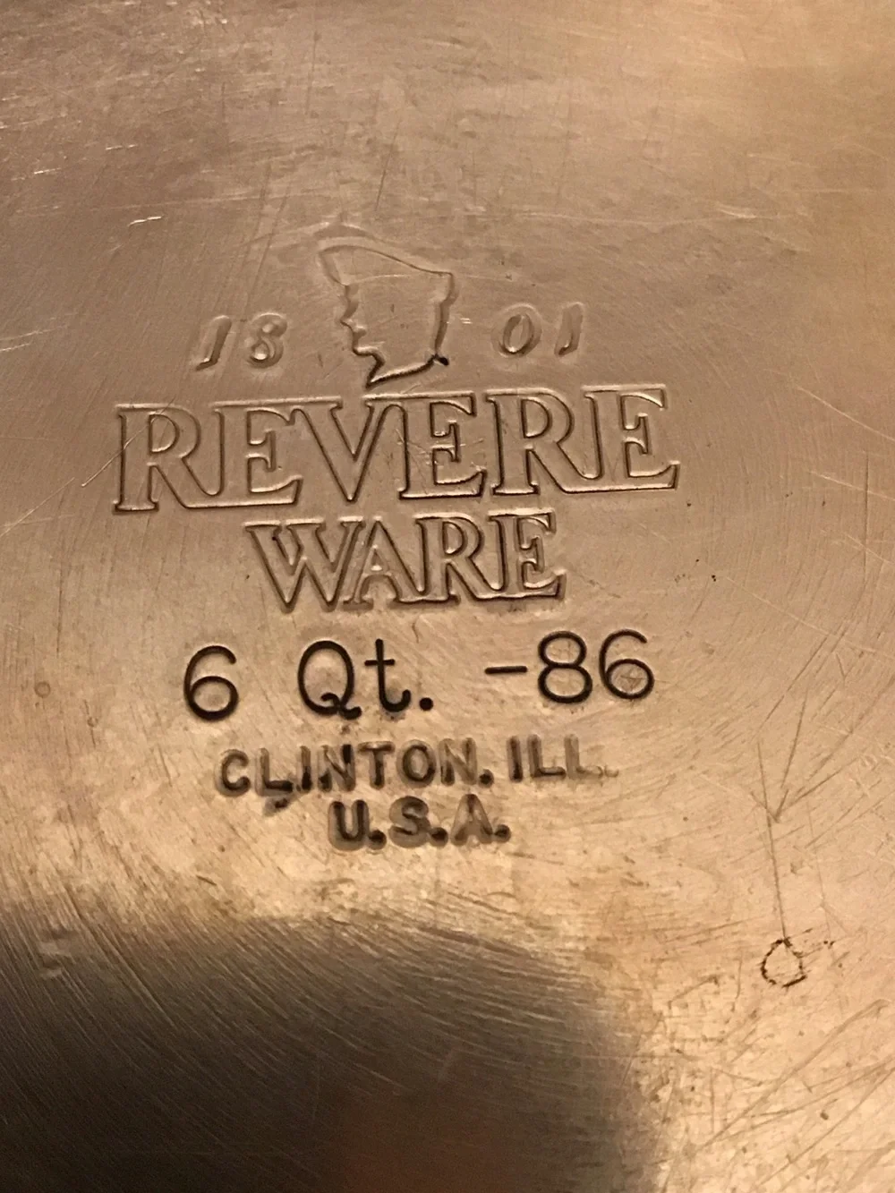 Revere Ware Stainless Steel 6 Quart Covered Stock Pot with Copper Bottom