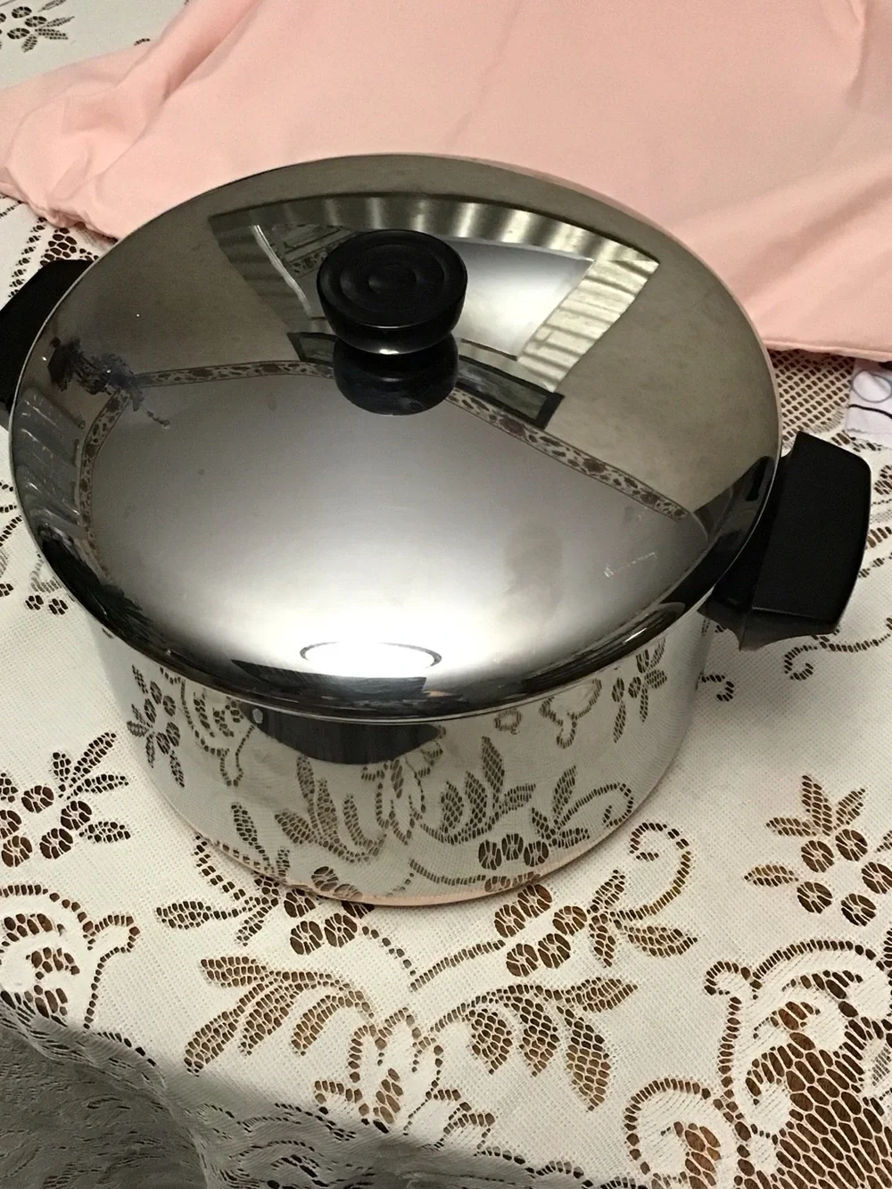 Revere Ware Stainless Steel 6 Quart Covered Stock Pot with Copper Bottom