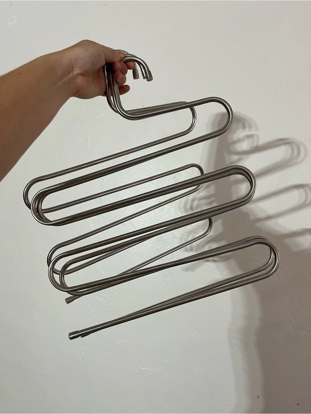 3 Hangers Minimalist Multi-Tier Space-Saving Metal Pants or Scarf Hanger Silver
