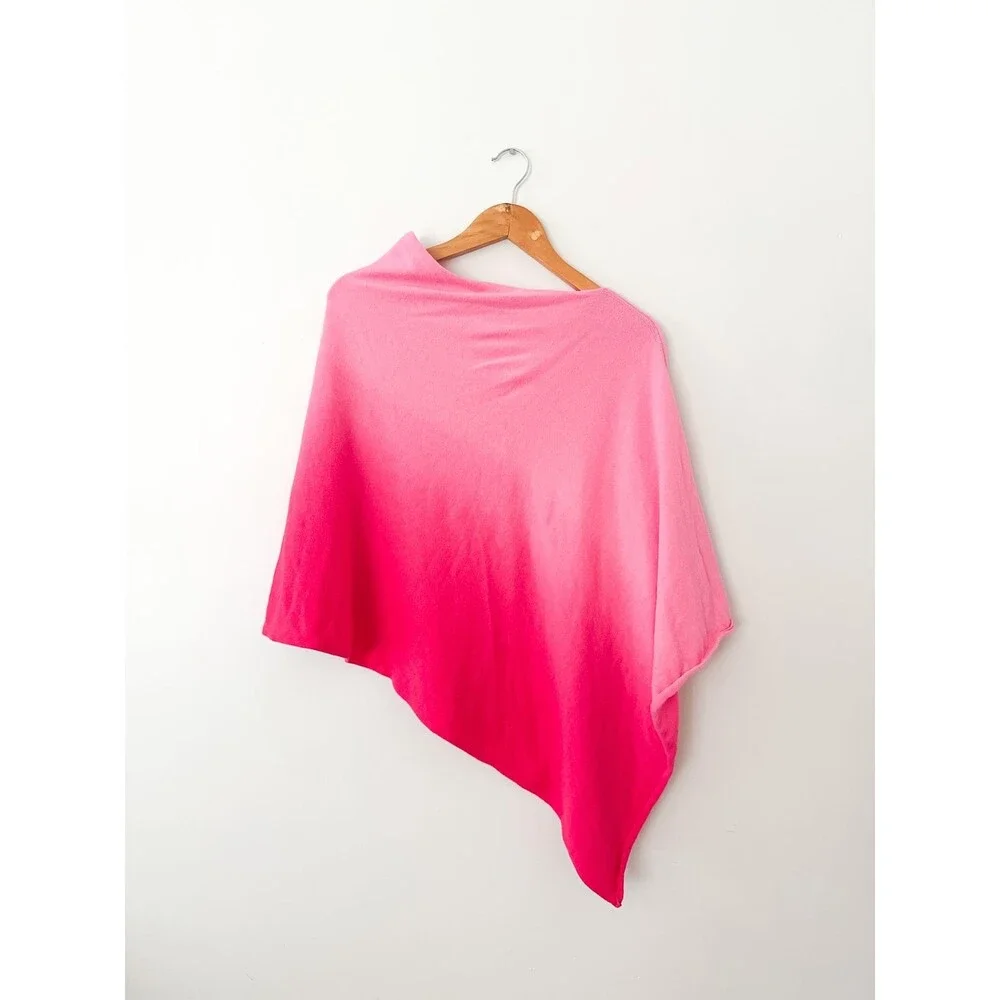 Pink Ombre Poncho Top Boho Coastal Cowgirl Y2K Festival Dopamine Dressing Barbie