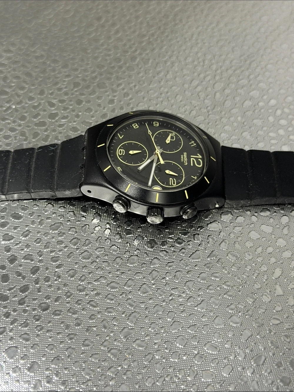 Swatch gold chronograph look