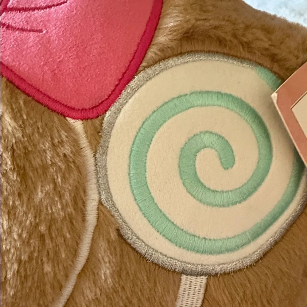 Cupcakes and Cashmere Christmas Faux Fur Gingerbread lollipop Girl Pillow 🍭