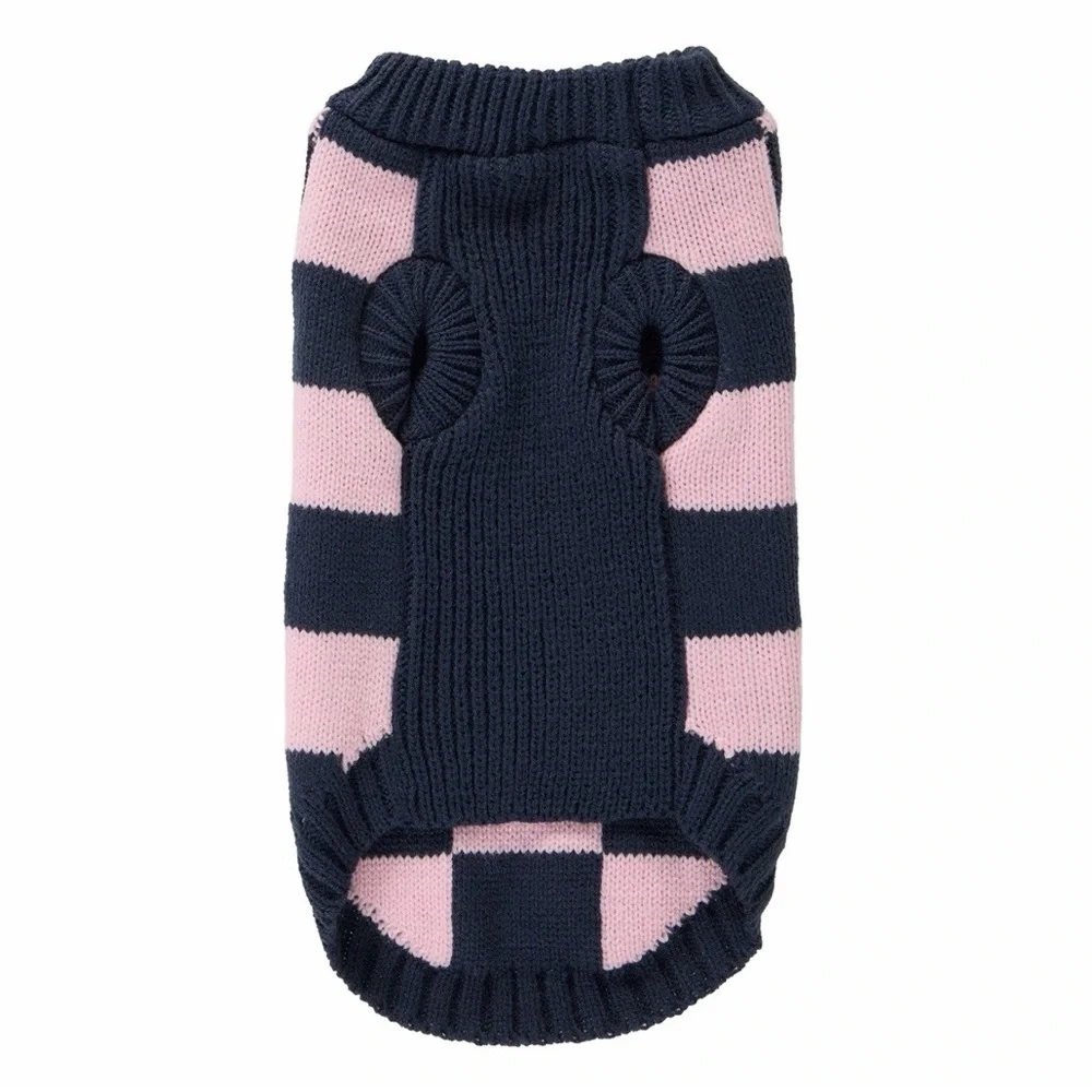 Top Paw Pink and Black Striped Dog Sweater