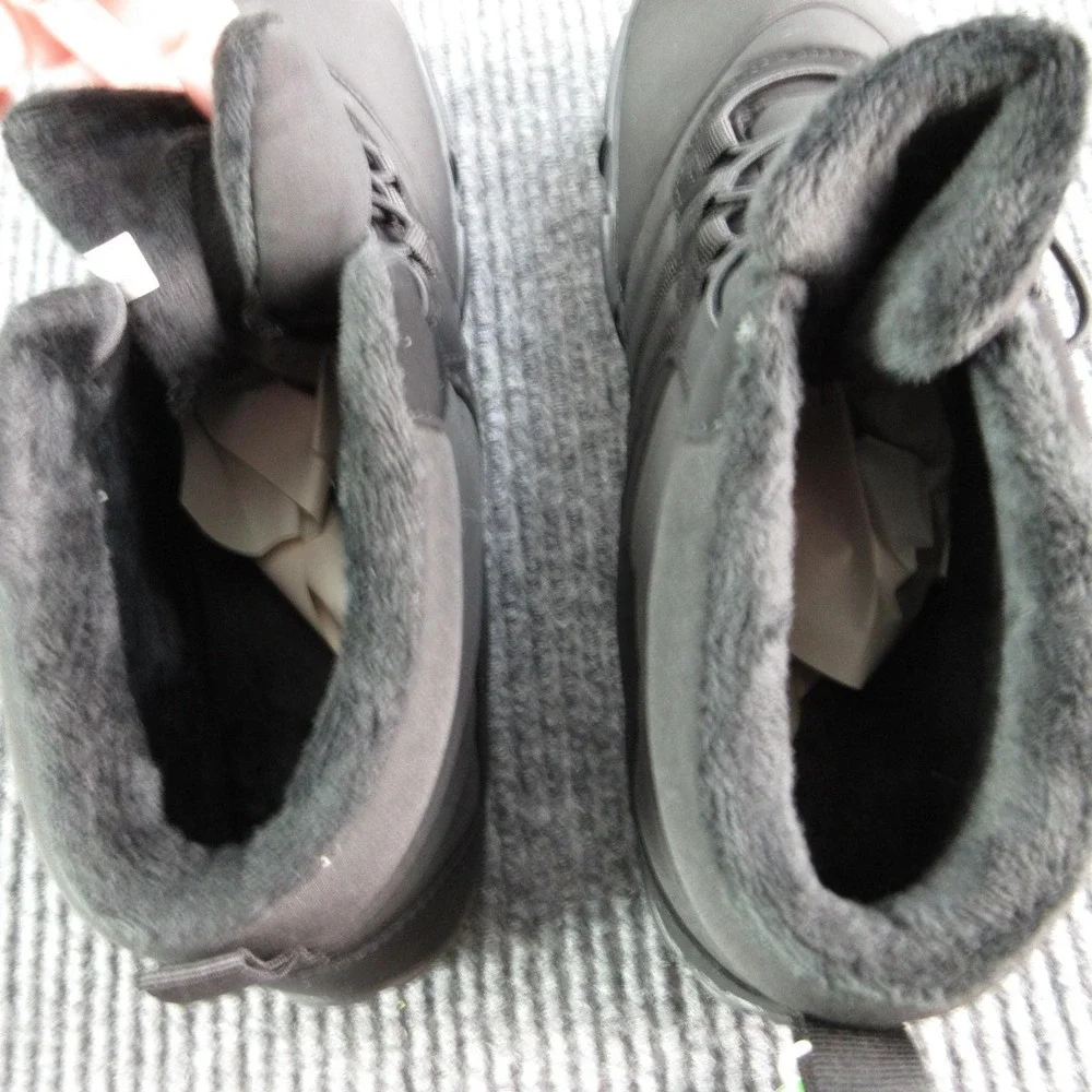 HIKE FOOTWEAR Snow Boots 43 Mens Size 9.5 Black Insulated Faux Fur Lined NWT