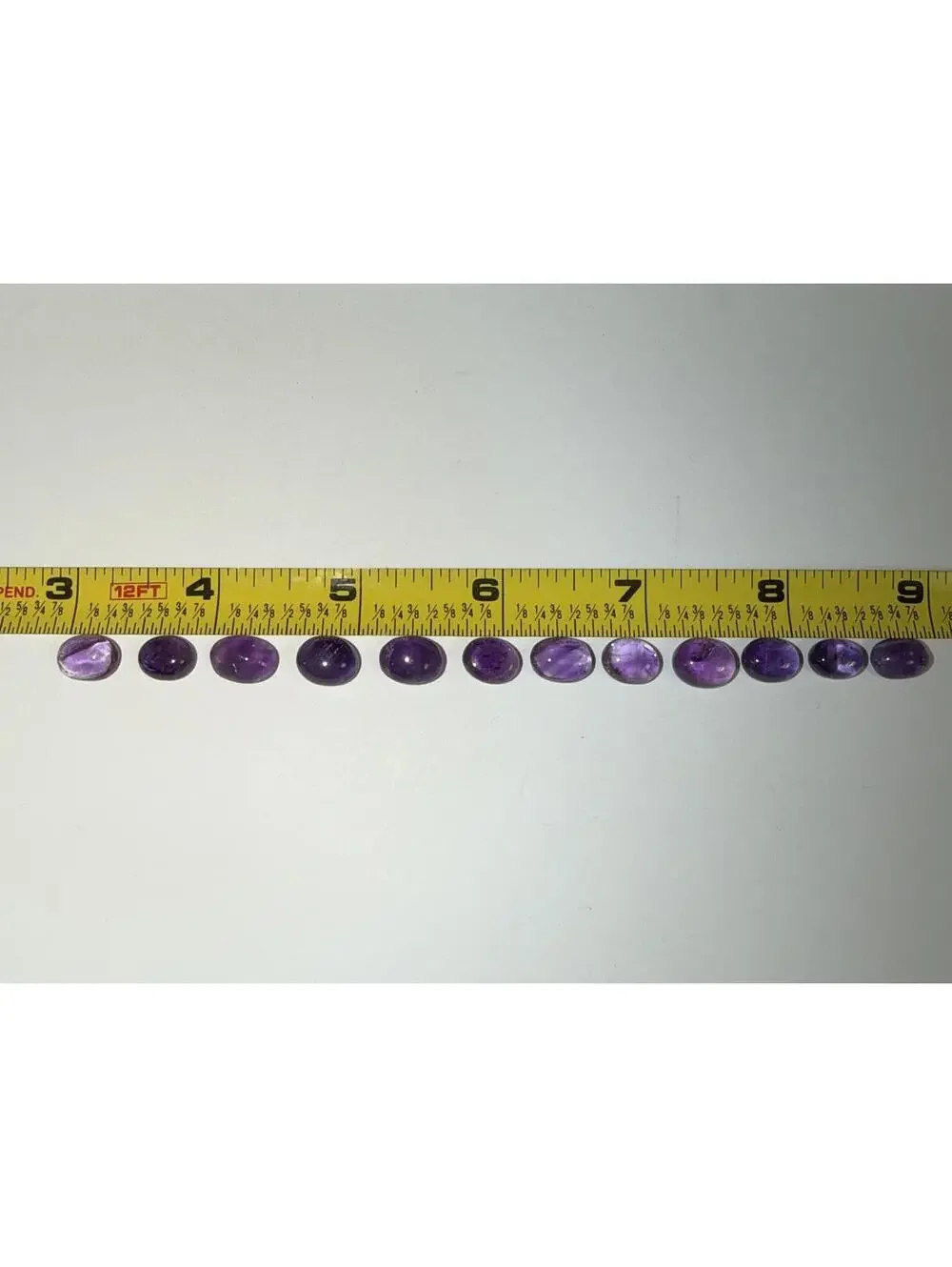 GEMS Set of 12 Polished Natural Amethyst Cabochon Shape Gemstones
