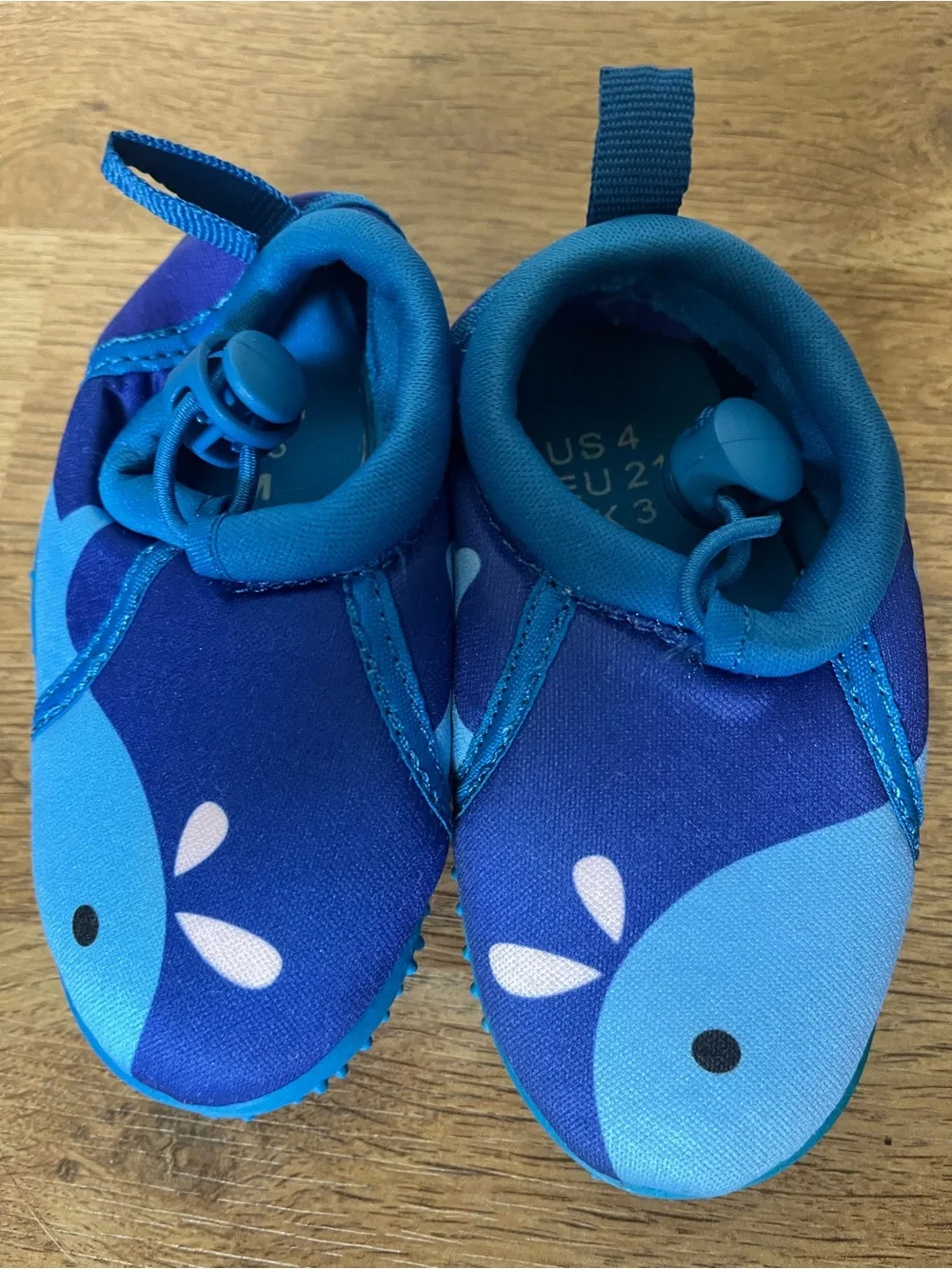 Children's Blue Whale Water Shoes - Slip-On Pool & Beach Footwear - Size 4