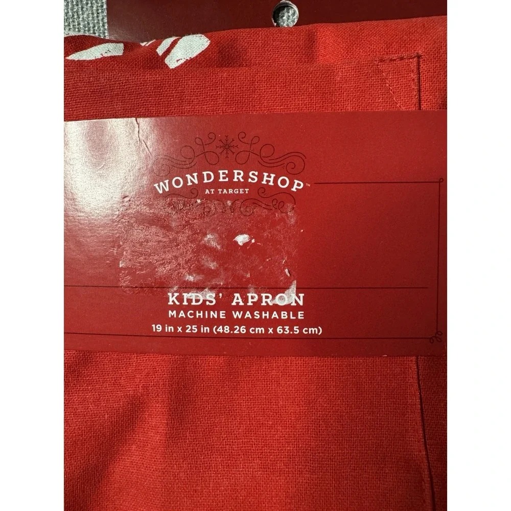 Christmas Apron Kids Red With Candy Canes Tie Waist And Attachment Around Neck