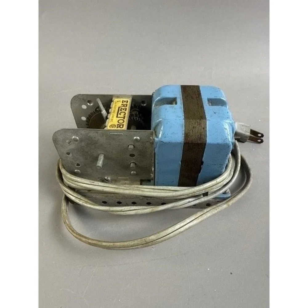 Vintage Gilbert Erector Electric Engine AC Motor Blue Metal Gear Toy Part USA