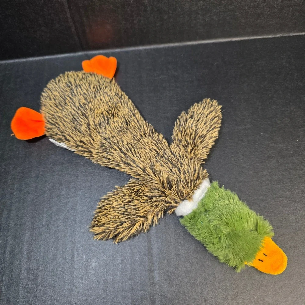 Best Pet‎ Supplies Mallard Duck Dog Toy Small Brown Green Floppy Squeaker Plush