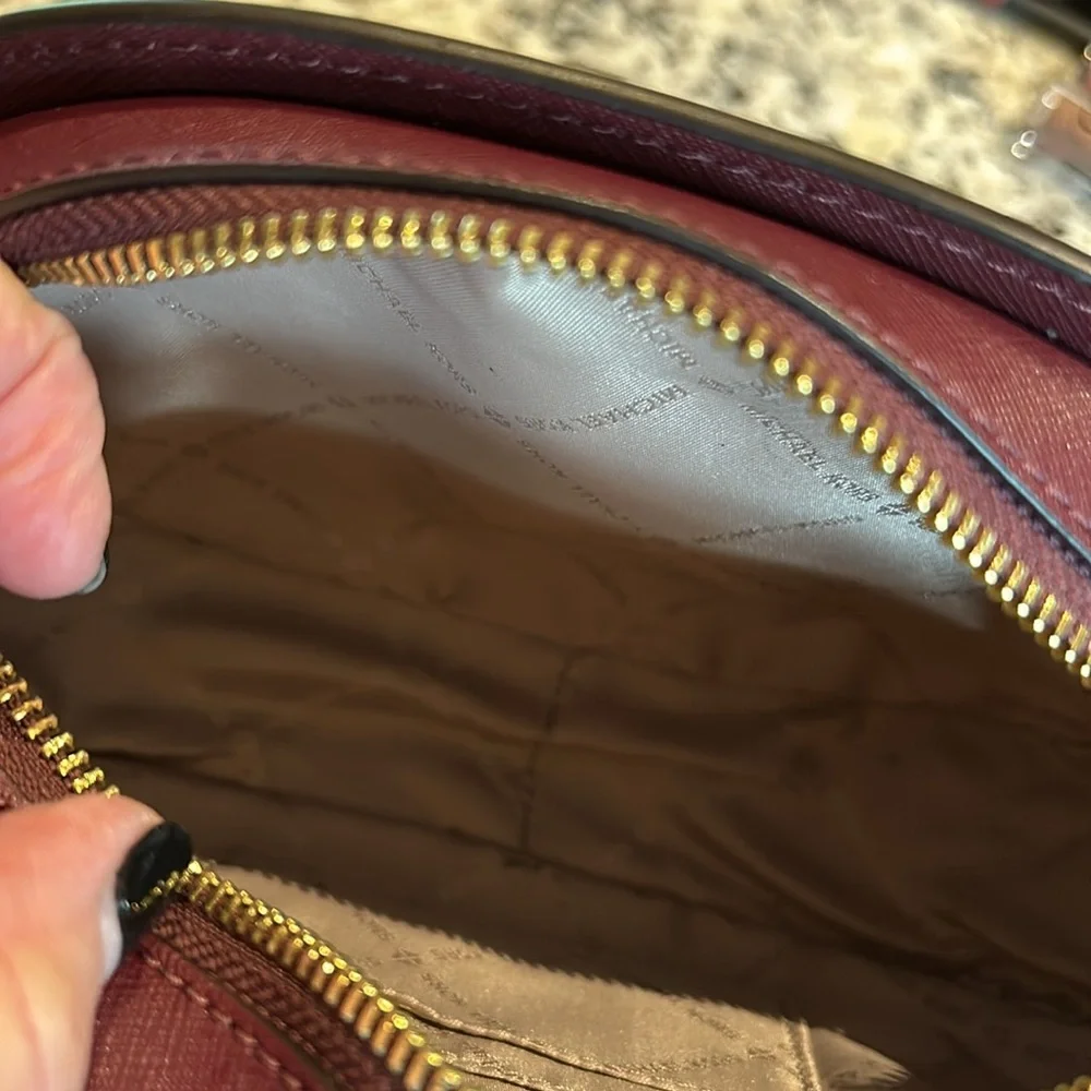 Michael Kors Plum Saffiano‎ Leather Oval Crossbody Bag with Gold Hardware