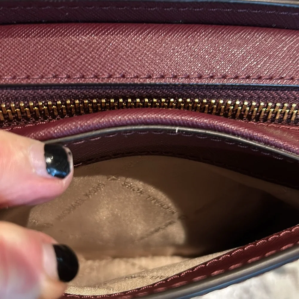 Michael Kors Plum Saffiano‎ Leather Oval Crossbody Bag with Gold Hardware