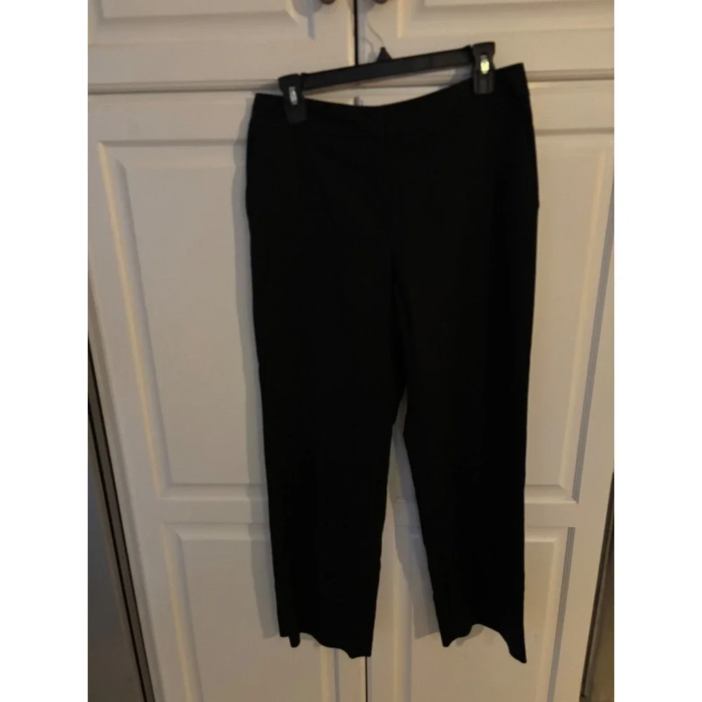 Talbots Petites Womens 10P Black Stretch Straight Leg Dress Pants Cotton Blend‎
