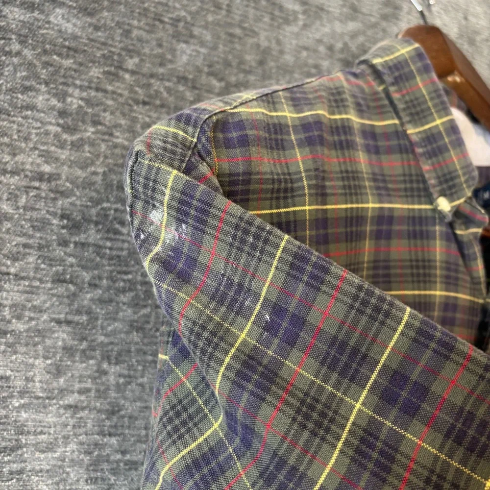 Polo Ralph Lauren Mens Classic Fit Plaid Button Down Shirt Green Navy Red Size M