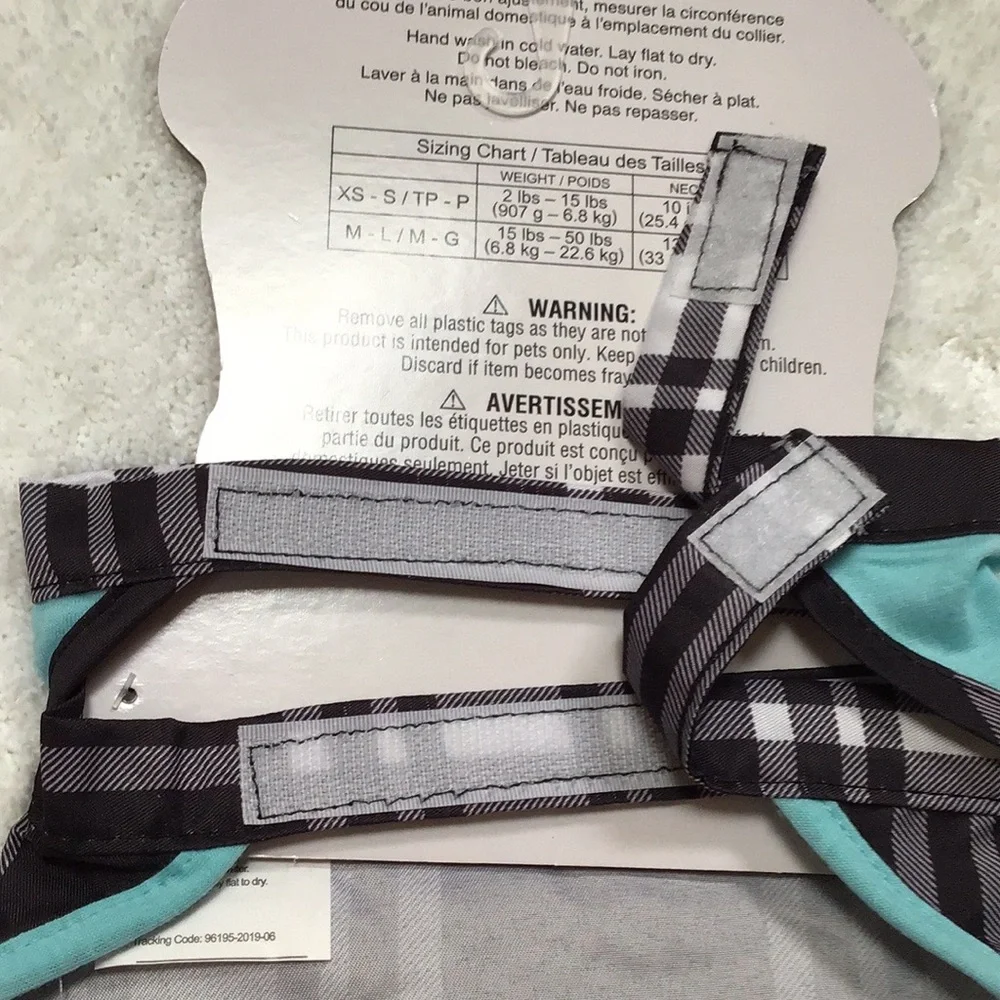 Set of 2 Dog Pet Neck Scarves‎ Bandanas Blue & Black Plaid Medium/Large N…