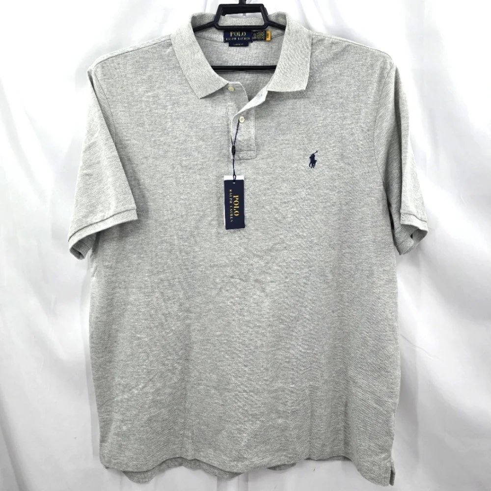 NWT Polo Ralph Lauren Polo Shirt Gray Pique Short Sleeve Men's 2XL Classic‎ Fit.
