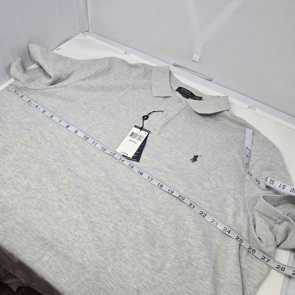 NWT Polo Ralph Lauren Polo Shirt Gray Pique Short Sleeve Men's 2XL Classic‎ Fit.
