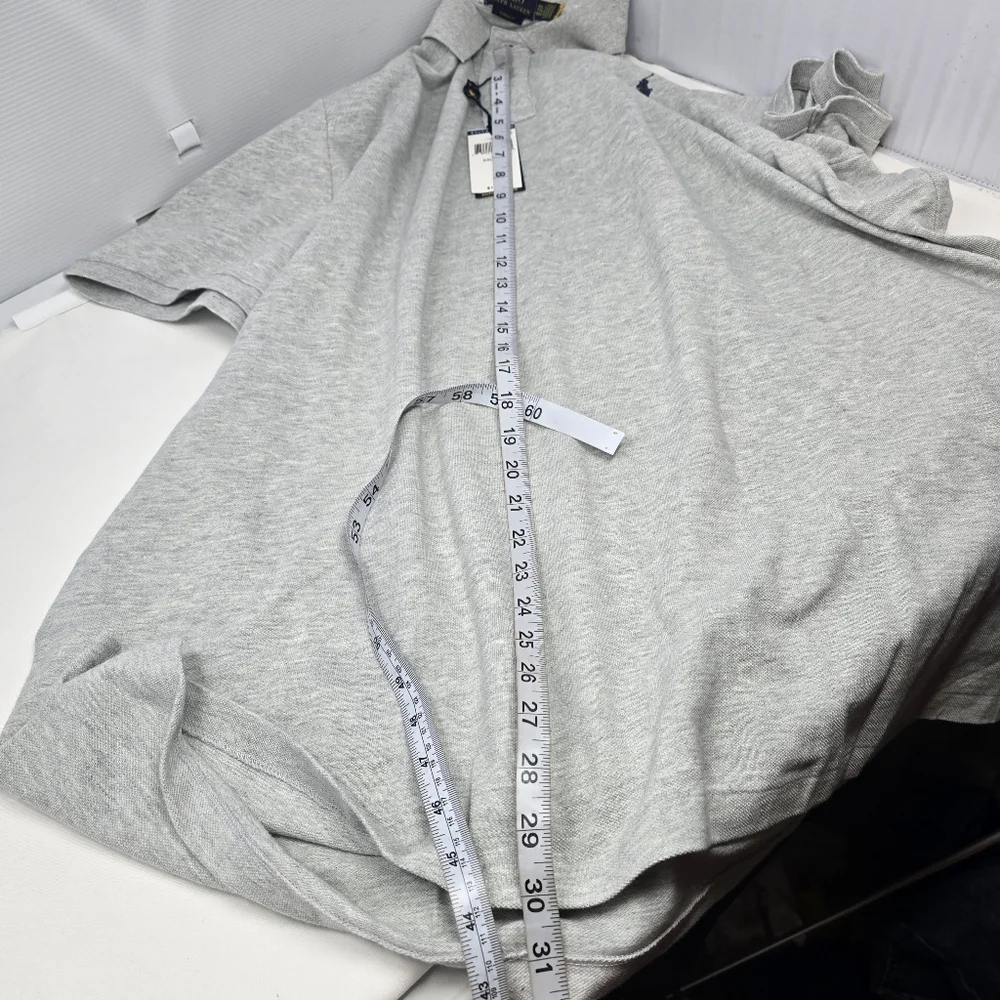 NWT Polo Ralph Lauren Polo Shirt Gray Pique Short Sleeve Men's 2XL Classic‎ Fit.