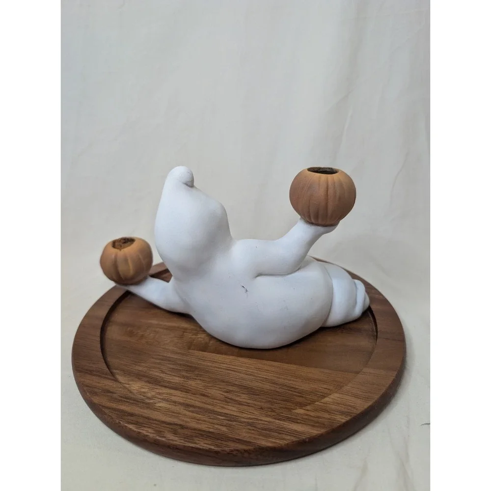 Vintage Halloween‎ Ceramic Laying Ghost Candle Holder Holiday Figurine